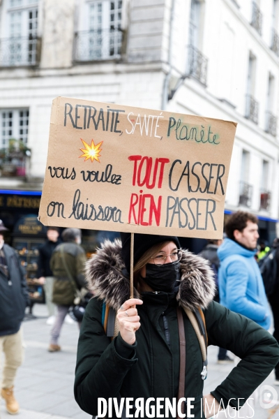 Dixième journée de mobilisation contre la réforme des retraites à Nantes