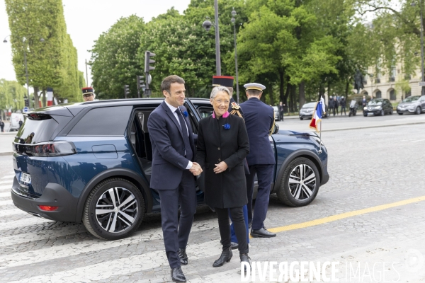 Emmanuel Macron préside la cérémonie du 8 mai.