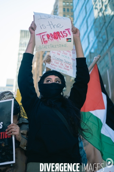 Manifestation à New York en soutien des Palestiniens et de Gaza
