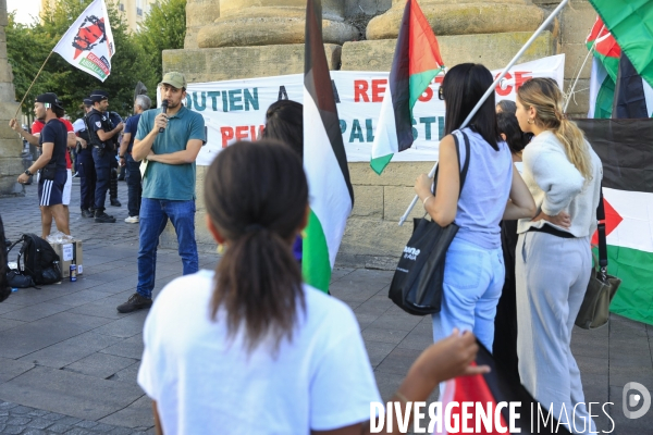 Rassemblement interdite et statique organisée par l association  France-Palestine Solidairé 