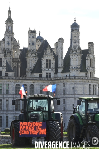 Manifestation des agriculteurs au château de Chambord