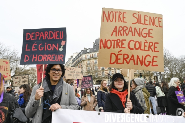 Manifestation pour La Journée internationale des droits des femmes, le 8 Mars 2024. International women sday in Paris.