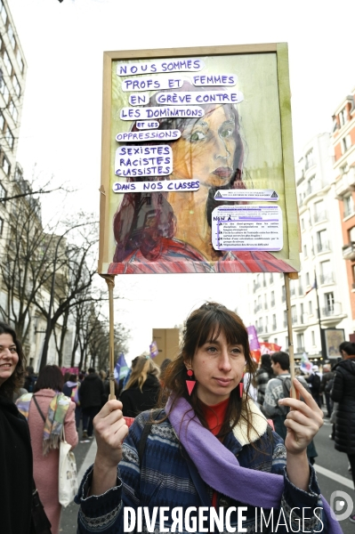 Manifestation pour La Journée internationale des droits des femmes, le 8 Mars 2024. International women sday in Paris.
