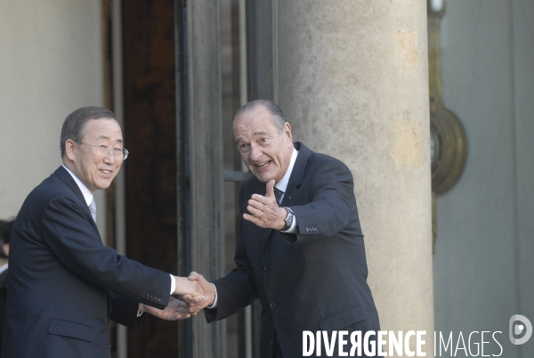 Palais de l Elysee: Jacques Chirac recoit le prochain secretaire general de l ONU, Monsieur Ban ki moon.