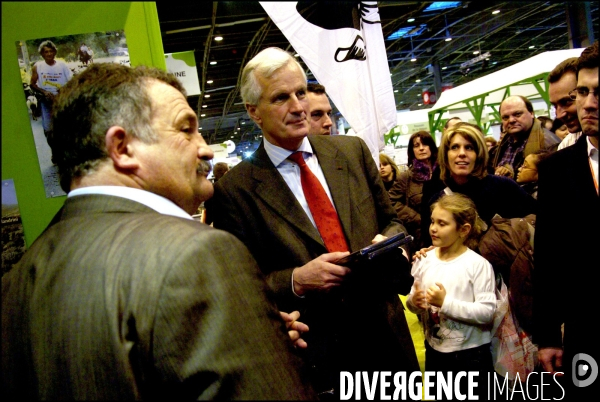Michel Barnier au Salon de l Agriculture, le 21 février 2009.