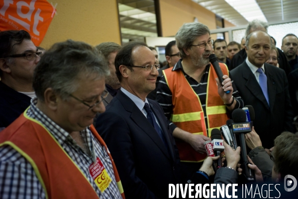 Déplacement de François Hollande à la raffinerie Petroplus.