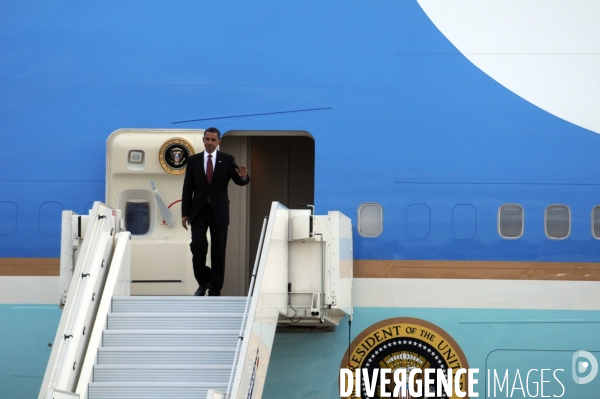 Arrivée en France du président des Etats Unis Barack OBAMA  à la veille des cérémonies de commemoration du 65 eme anniversaire du débarquement de Normandie