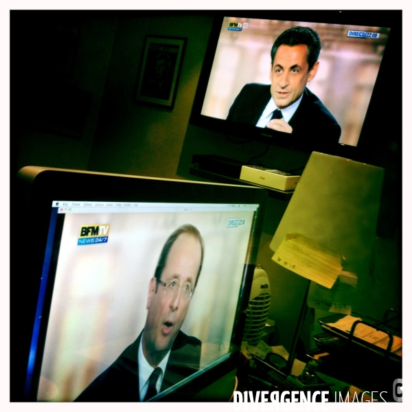 Debat televise de l entre deux tours a la presidentielle entre nicolas sarkozy et francois hollande.