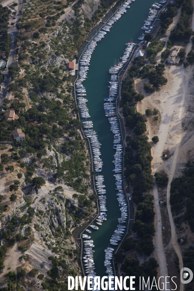 Vue aérienne du Parc National des Calanques, entre Marseille, Cassis et La Ciotat