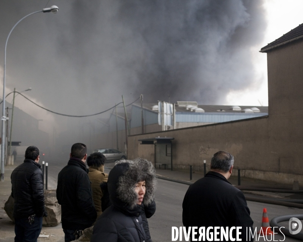 Aubervilliers, camp roumain en feu le 22 février 2013