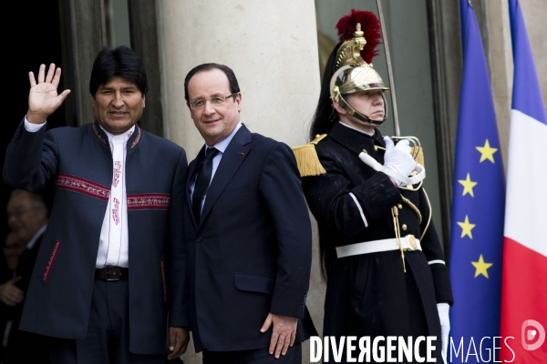 Francois Hollande et Evo Morales.