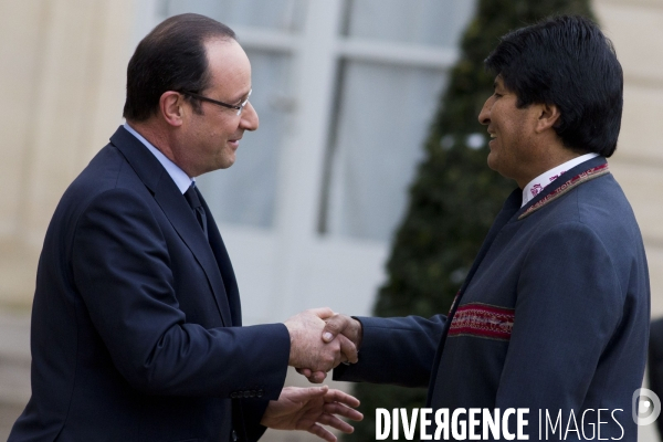 Francois Hollande et Evo Morales.