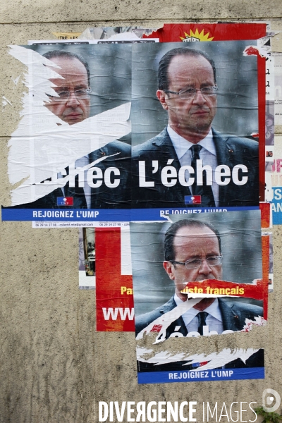 Affiche de l UMP dénonçant l echec de la 1ère année de présidence de François HOLLANDE