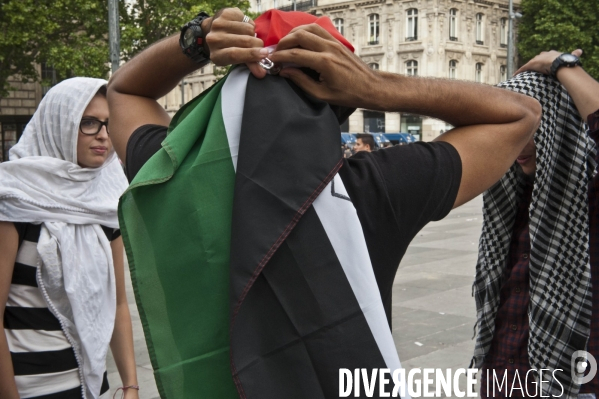 Manifestation propalestinienne interdit, en soutien aux habitants de Gaza.
