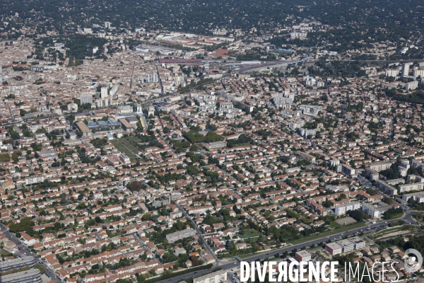 Vue aérienne de Nîmes