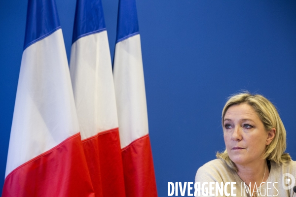 Conférence de presse de Marine Le Pen pour présenter le nouveau président du FNJ, Gaëtan DUSSAUSAYE.