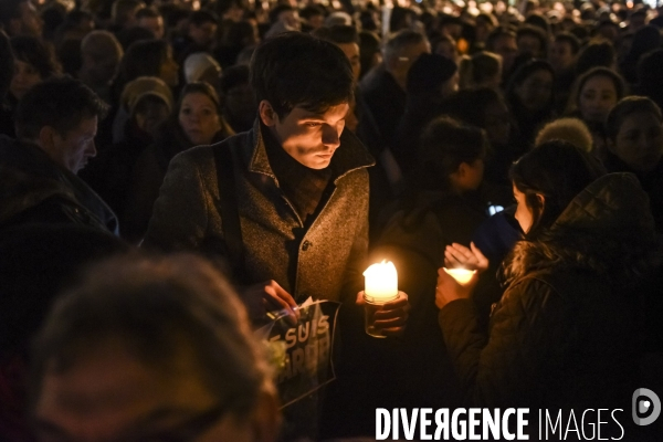 Rassemblement à Strasbourg en hommage aux victimes de l attentat commis contre Charlie Hebdo.