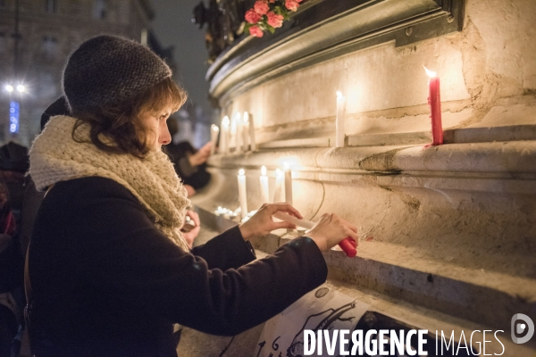 Manifestation en soutien au journal Charlie Hebdo - Je suis Charlie - Place de la République