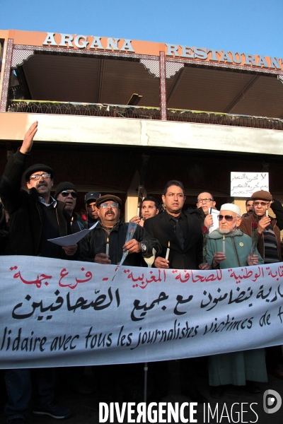 Rassemblement contre le terrorisme et la liberté d expression place Jamal F na, devant le café Argana,Marrakech.