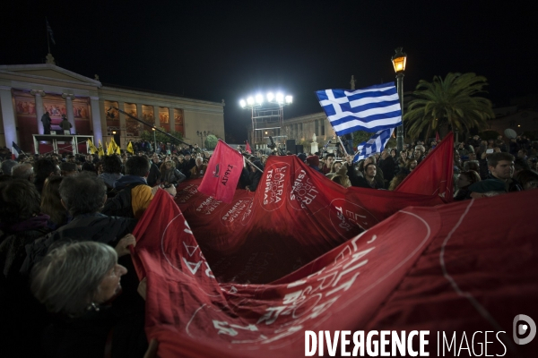 Athènes / Grèce / soirée électorale le 25 janvier 2015.