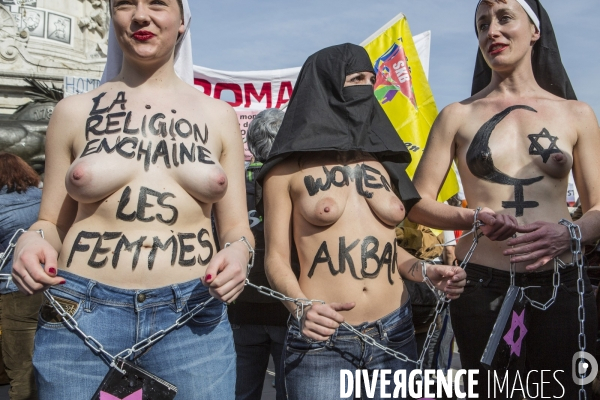 Marche de la  Journee internationale des Droits des Femmes, Paris.