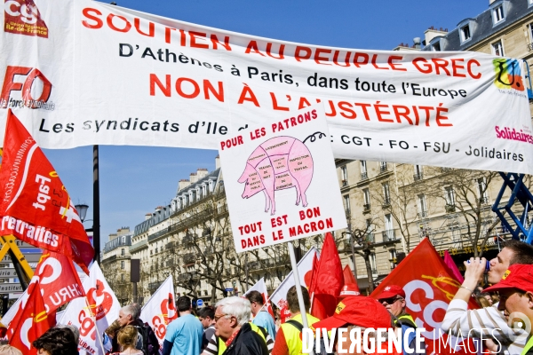 Manifestation contre les reformes du gouvernement, la loi Macron, et contre l austerite