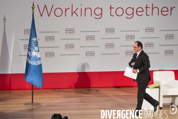 Business & Climate  summit 2015, au siège de l Unesco à Paris, discours d ouverture du Président de la République Française François HOLLANDE