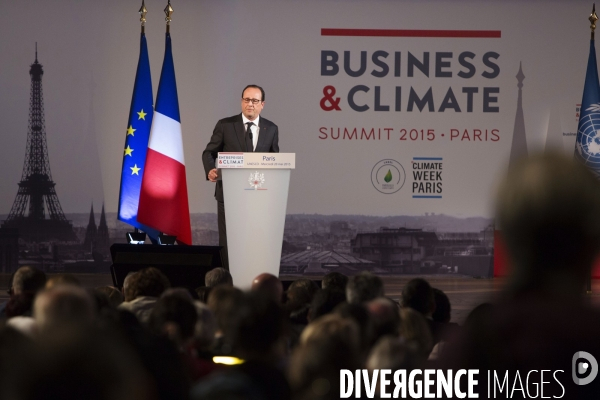 Business & Climate  summit 2015, au siège de l Unesco à Paris, discours d ouverture du Président de la République Française François HOLLANDE