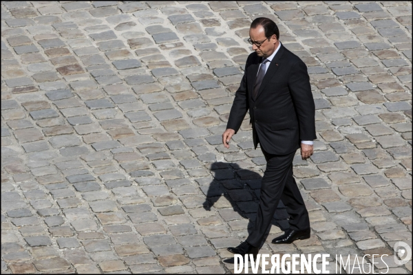 Le Président de la République François HOLLANDE préside une cérémonie à l Hôtel National des Invalides.