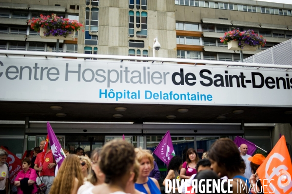 Rassemblement contre la suppression de postes à l hôpital Delafontaine, Saint-Denis, 28/06/2012