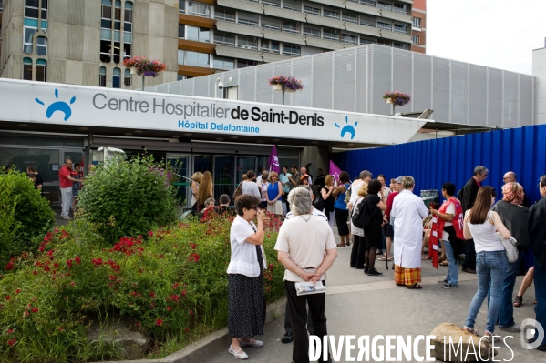 Rassemblement contre la suppression de postes à l hôpital Delafontaine, Saint-Denis, 28/06/2012