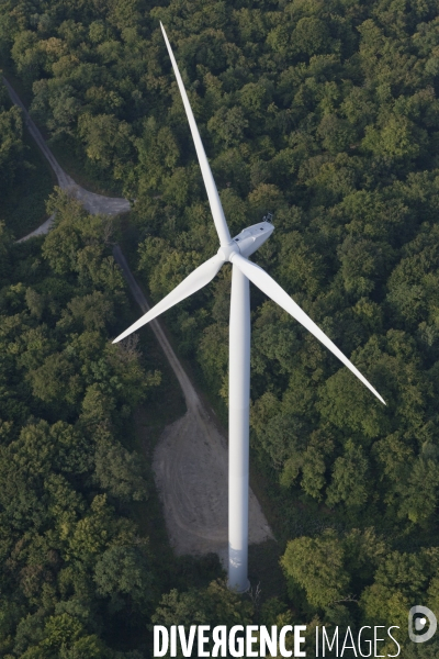 Vue aérienne d un parc éolien en forêt meusienne