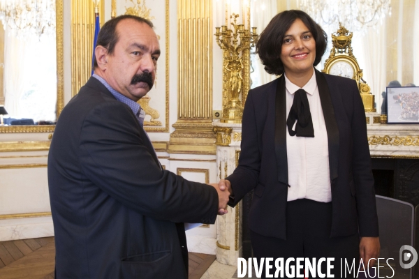 Myriam El KHOMRI, ministre du travail reçoit Philippe MARTINEZ le secrétaire général de la CGT