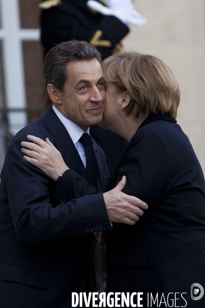 Paris  : A.Merkel is received by N. Sarkozy