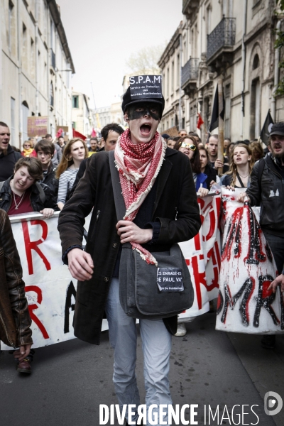 Etudiants contre le projet El Khomri à Montpellier 31 mars 2016