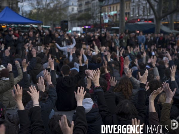Nuit Debout place de la République à Paris.