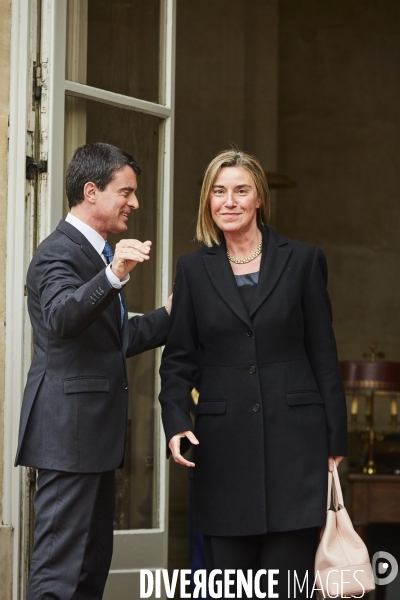 Manuel Valls, Premier ministre, entretien avec Federica Mogherini