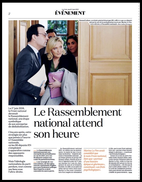 Labaye / Le Pen dans La Croix ©AGuilhot