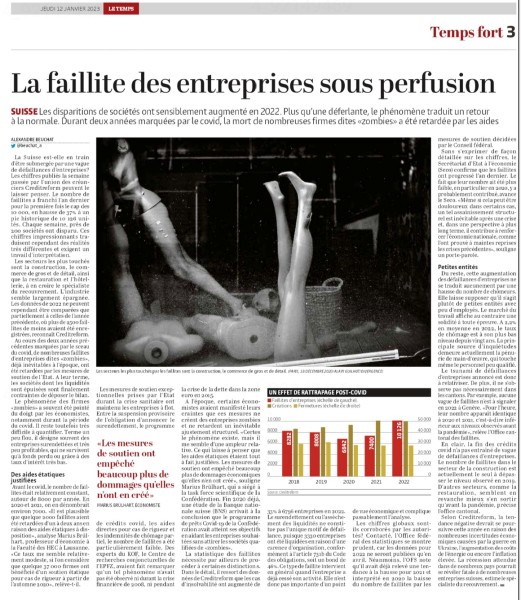 Le Commerce de gros en faillite dans Le Temps.©AGuilhot