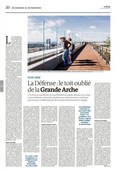 Le Monde du 13.11.2025 - Le toit oublié de La Défense ©C. Rozotte