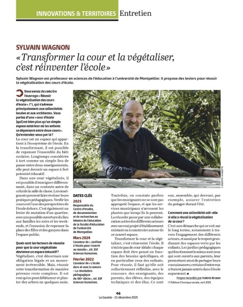 La Gazette des Communes - Végétaliser la Récré avec Sylvain Wagnon