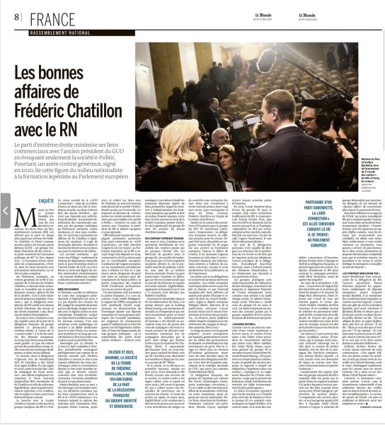 Le Pen et Bardella dans Le Monde du 25 Mai 2023 par Bitton pour Le Monde