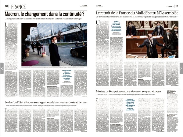 Macron et Castex dans Le Monde du 24 Février par Cyril Bitton