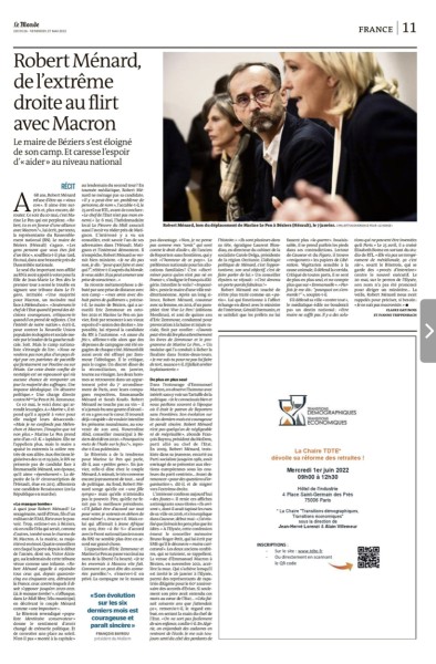 Menard-Le Pen dans Le Monde par Cyril Bitton