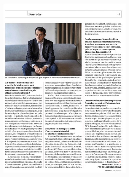 Jérôme Fourquet dans L Express ©emmanuelle marchadour