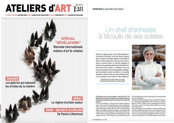 Juan Pablo Molyneux dans le Magazine Atelier d Art ©emmanuelle marchadour