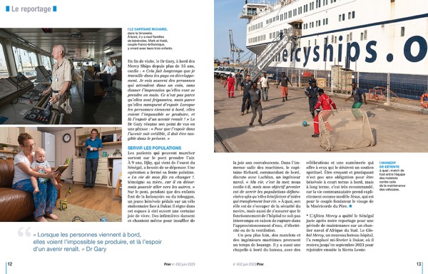 Publication Sujet mercy Ships dans Prier Magazine