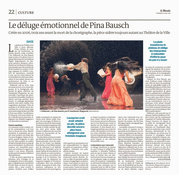 Le Monde / N° 24998 - 16/05/2025 - Vollmond (Full moon) - Pina Bausch