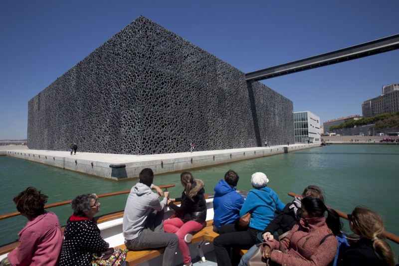 Marseille France, Bouches-du-Rhone (13), Marseille 2013 MP2013, J4, Euromed, Mucem ou Musee des Civilisations de l'Europe et de la Mediterranee, architecte Rudy Ricciotti et Roland Carta vue depuis une navette