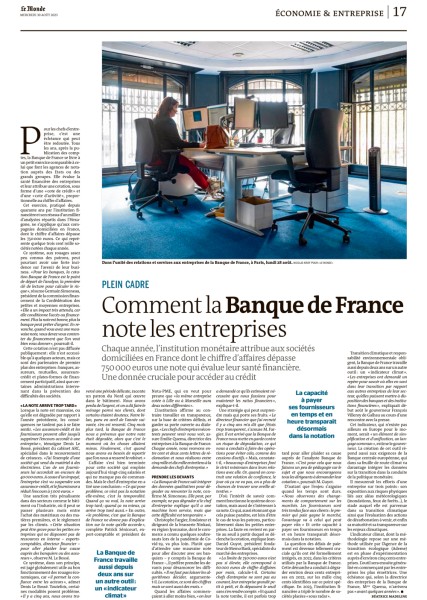 L établissement de cotation de la Banque de France. Nicolas Krief pour Le Monde